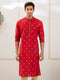 Men's Red Viscose Kurta